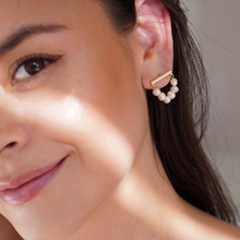 Load image into Gallery viewer, 14kt Gold Plated Freshwater Pearl Drop Tassel Earrings