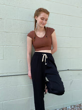 Load image into Gallery viewer, Black Drawstring Trouser Pants