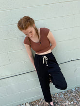 Load image into Gallery viewer, Black Drawstring Trouser Pants