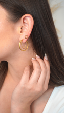 Load image into Gallery viewer, 18kt Gold Plated V Chain Hoop Earrings
