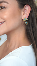 Load image into Gallery viewer, Turquoise Blue Floral Beaded 14kt Gold Earrings
