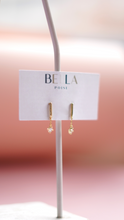 Load image into Gallery viewer, 18kt Gold Plated Delicate Bar with Chain Pendant Earrings

