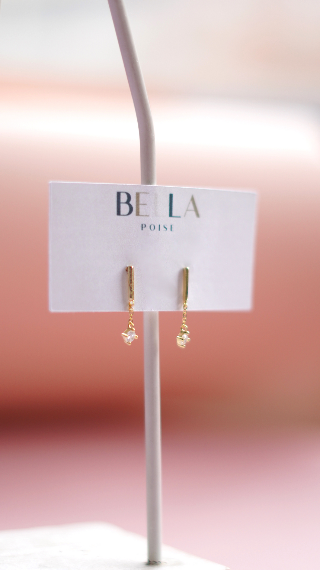 Delicate Bar with Chain Pendant Earrings