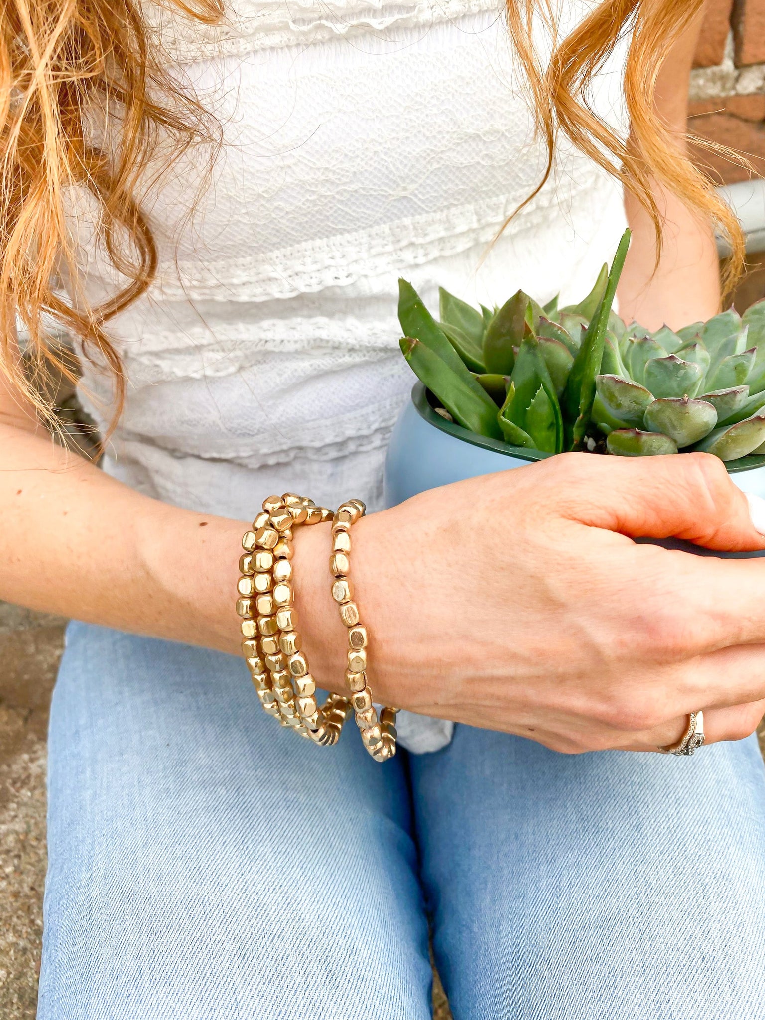 Gold Metal Beads Bracelet set Bella Poise