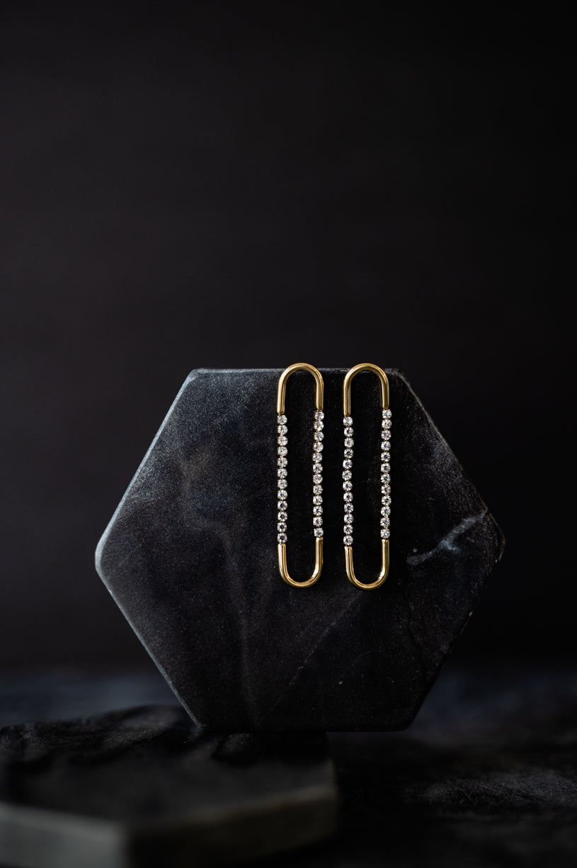 18kt Gold Plated Statement Cubic Zircon Earrings