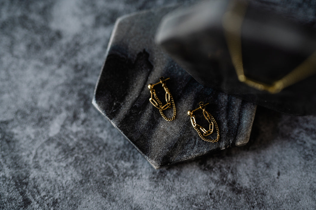 Double Chain 18kt Gold Plated Earrings