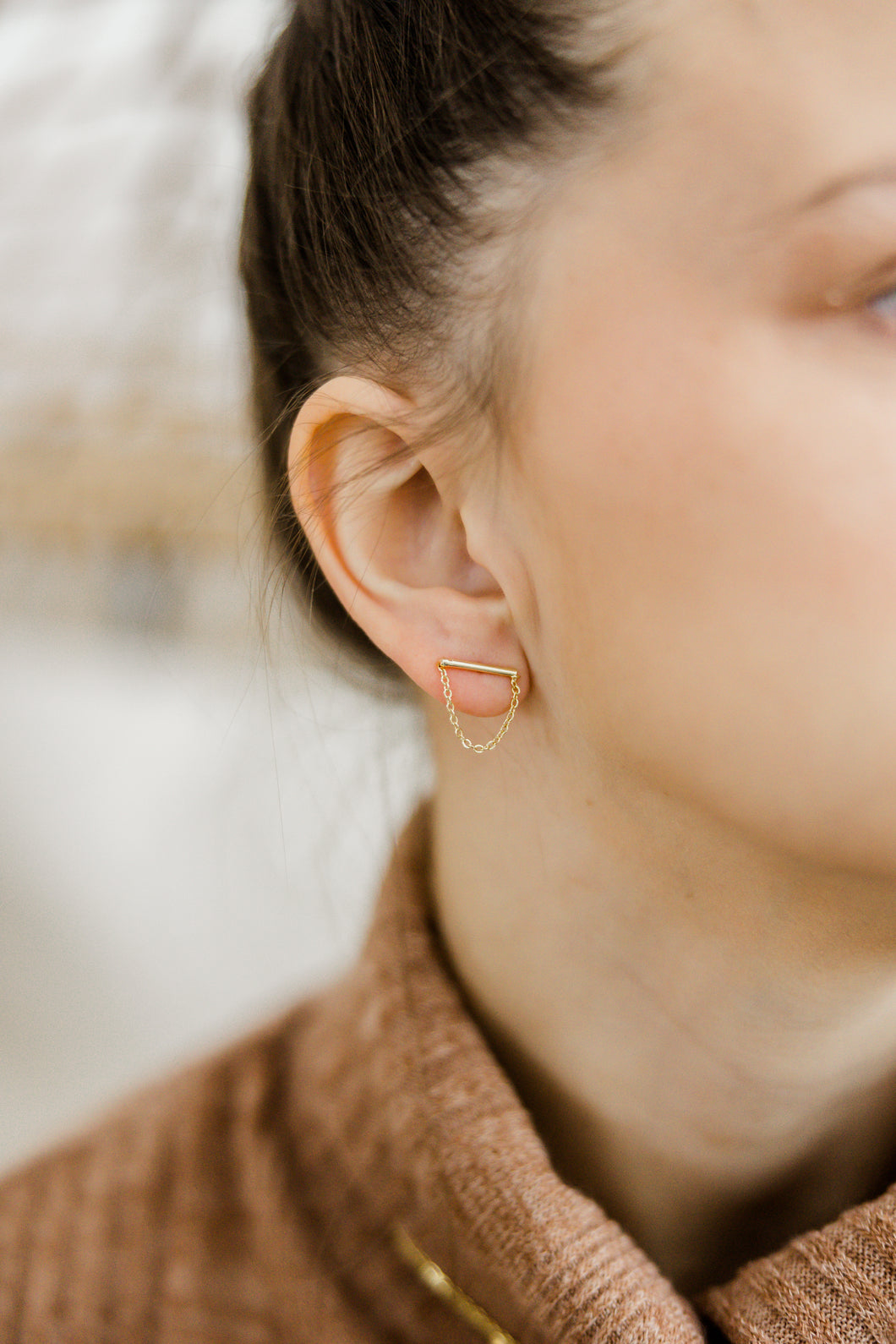 Drop Chain Curtain Earrings