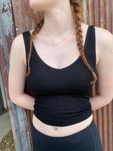 Load image into Gallery viewer, Black Ribbed Bra Top Tank
