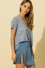 Load image into Gallery viewer, Blue V Neck Short Sleeve Top
