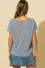 Load image into Gallery viewer, Blue V Neck Short Sleeve Top
