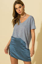 Load image into Gallery viewer, Blue V Neck Short Sleeve Top
