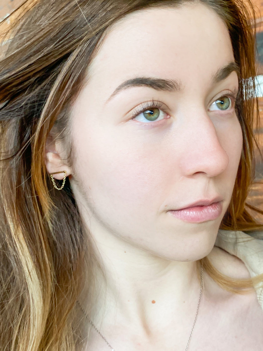Minimalist Gold Drop Curtain Earrings