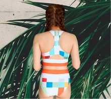 Load image into Gallery viewer, Orange Color Block Bikini Swimsuit
