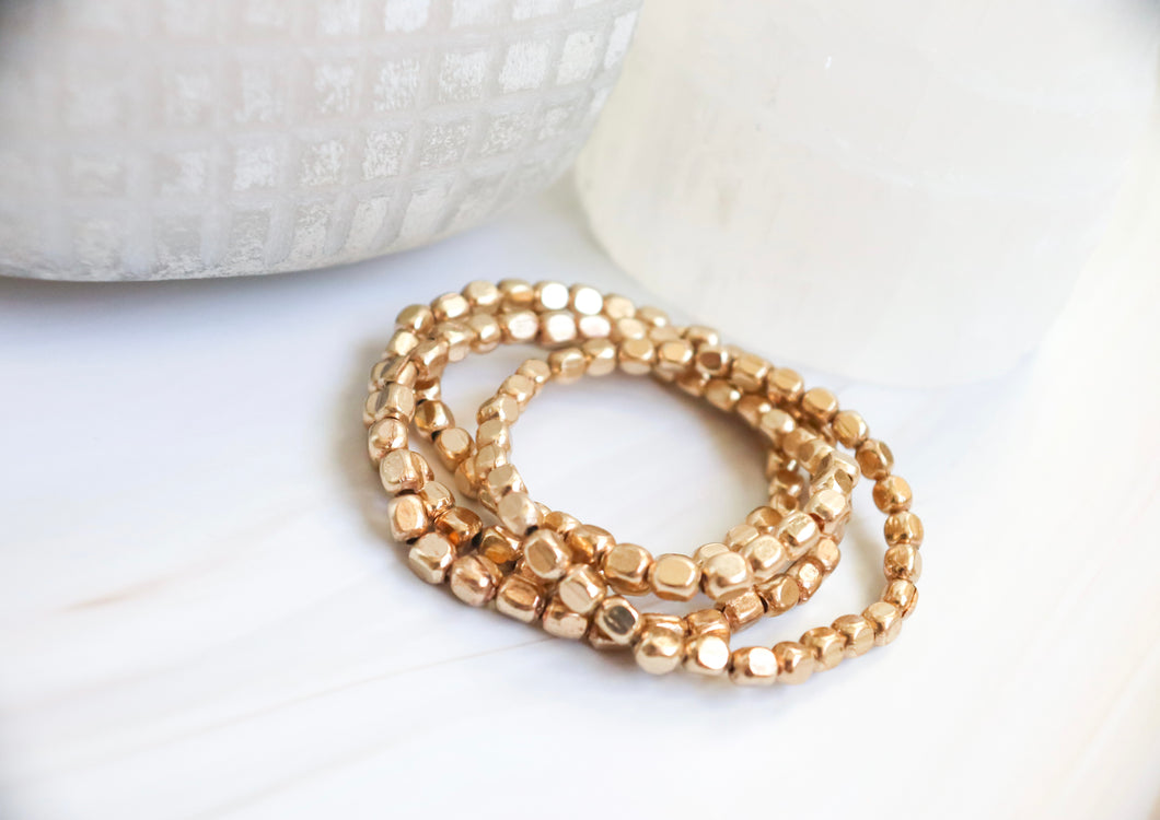 Gold Metal Beads Bracelet set of 4