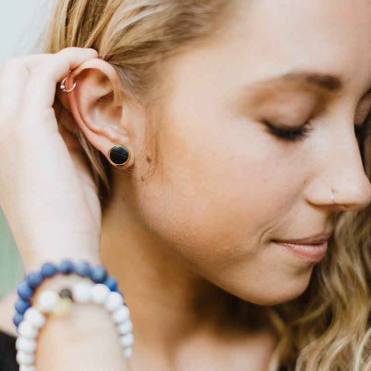 Large Round Horn Stud Earrings